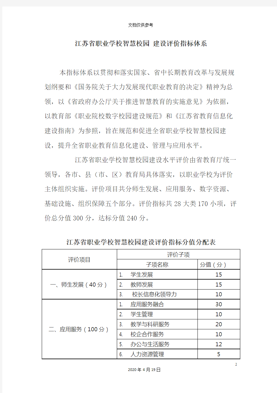 江苏省职业学校智慧校园建设评价指标体系