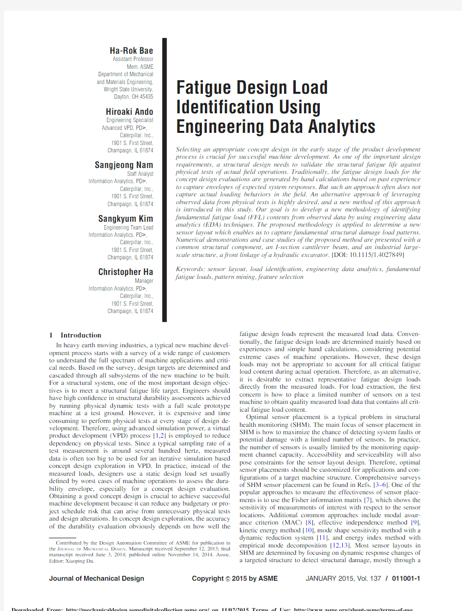 Fatigue Design Load Identification Using Engineering Data Analytics
