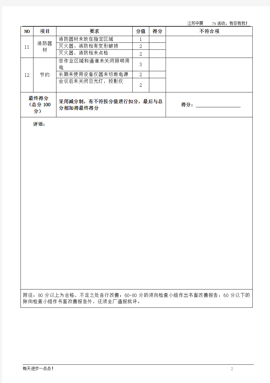 7S检查表