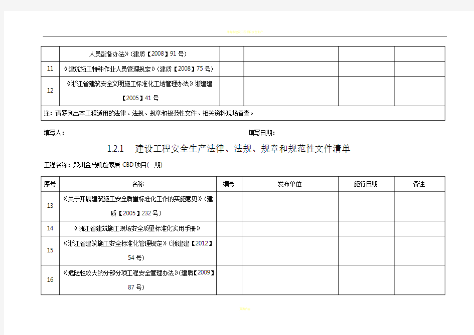 建设工程安全生产法律、法规、规章和规范性文件清单