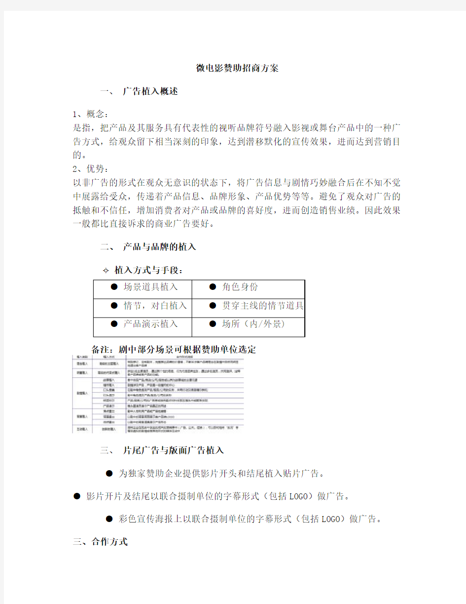 微电影招商方案简介