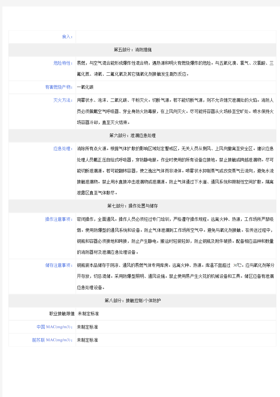 天然气安全技术说明书MSDS