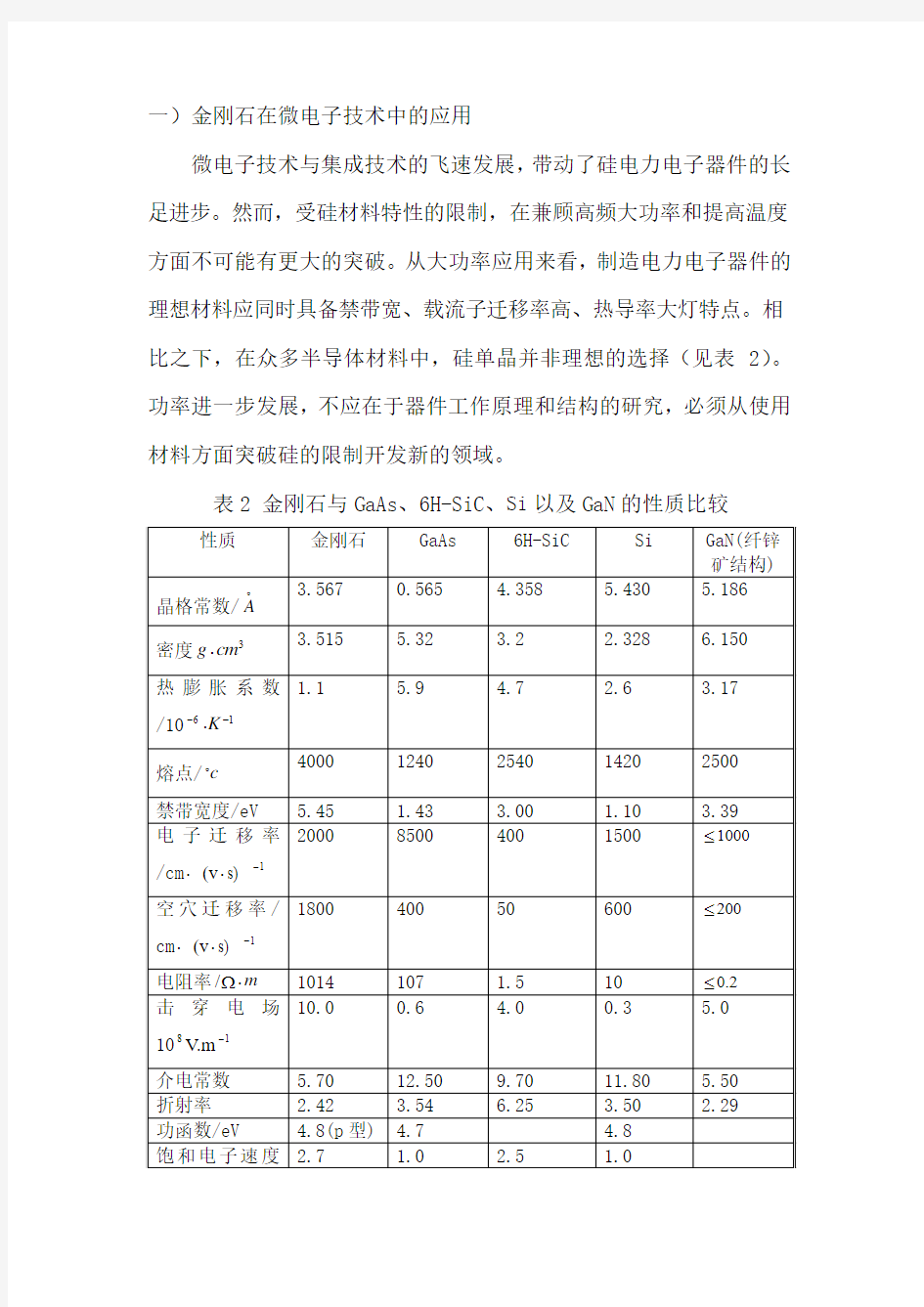 金刚石在微电子技术中的应用