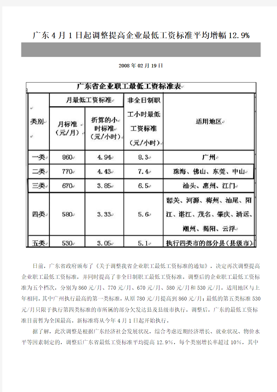 广东4月1日起调整提高企业最低工资标准平均增幅12