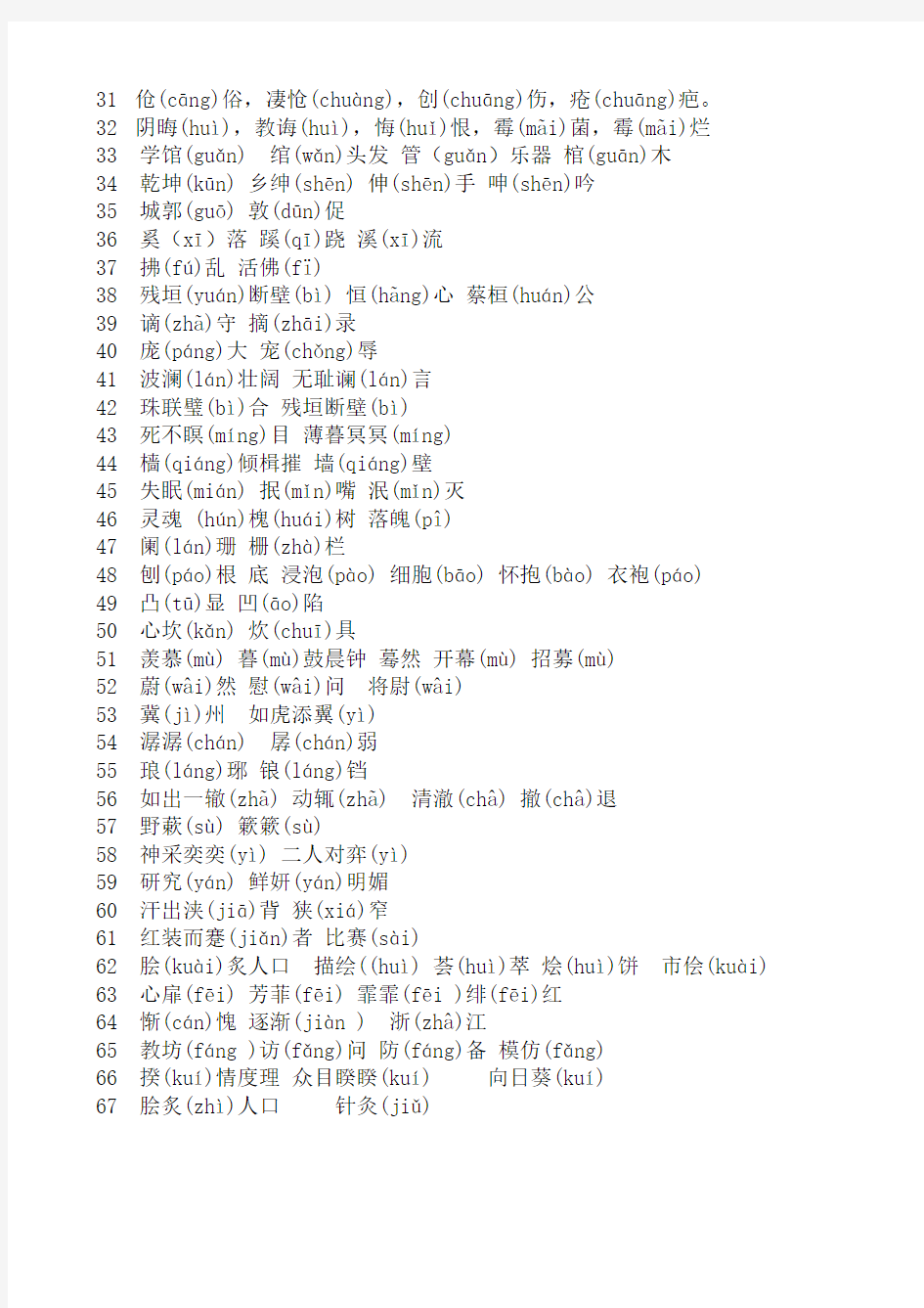 内蒙古乌拉特中旗第二中学2014年中考语文复习：形近字复习