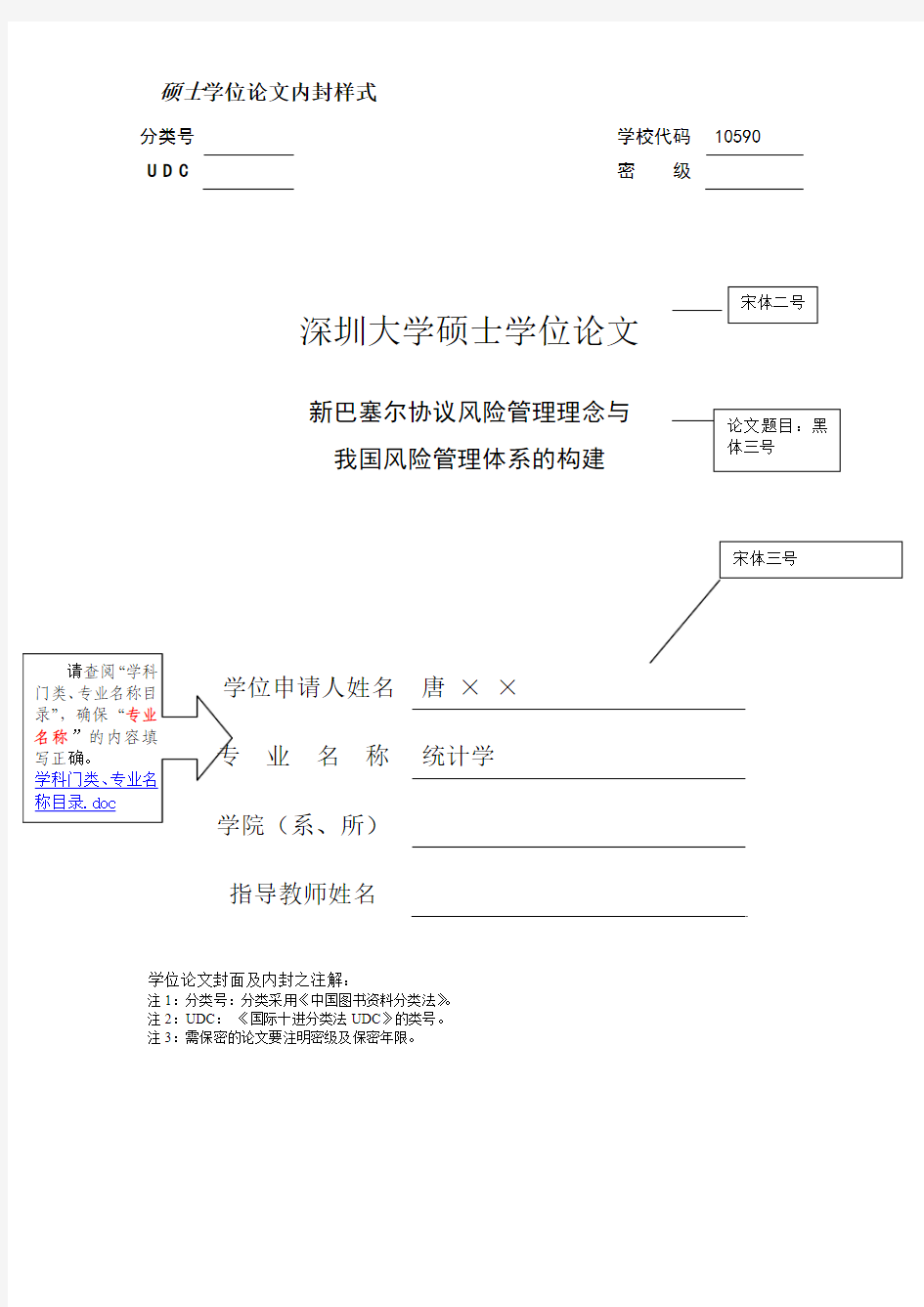 2016年深圳大学学术硕士学位论文印刷格式样式