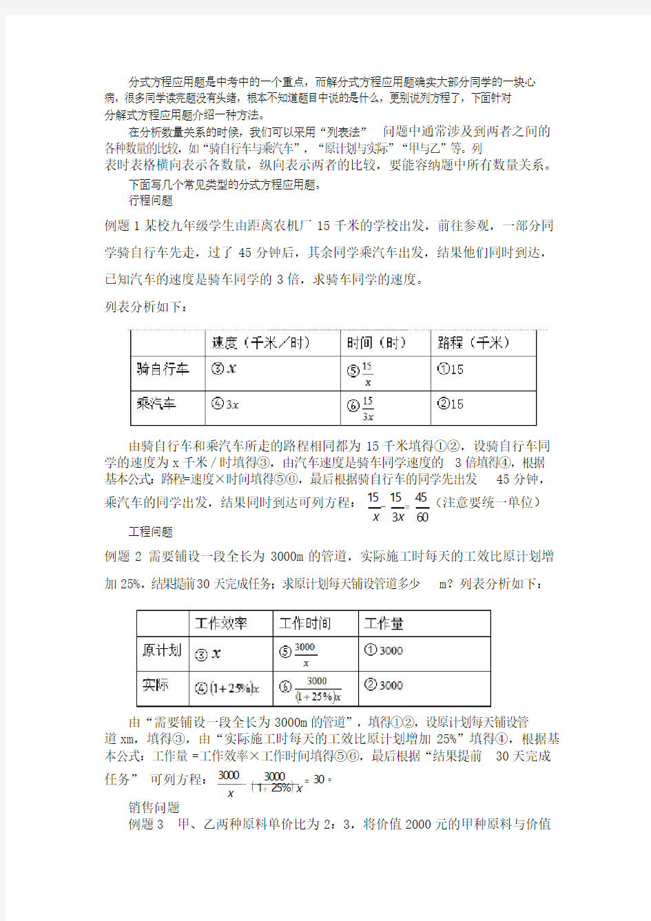 八年级上分式方程应用题的解题技巧