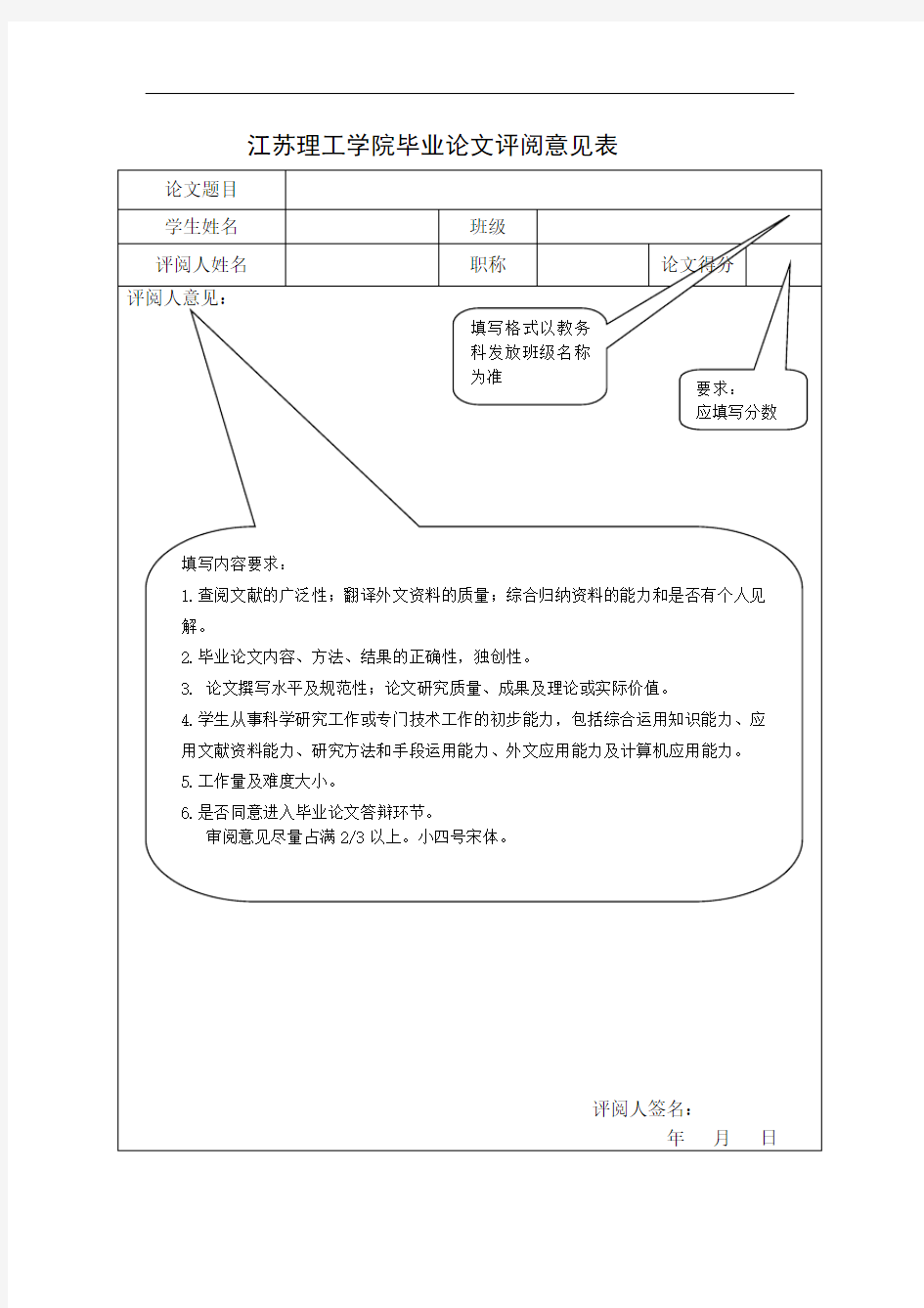 5-江苏理工学院毕业论文评阅意见表