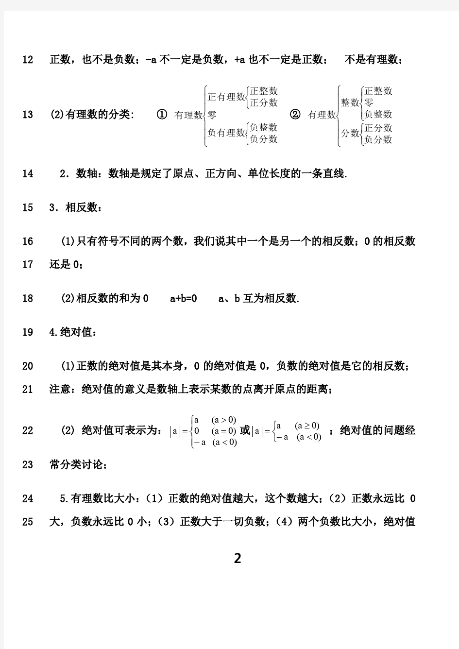 最新人教版最新初中数学知识点总结