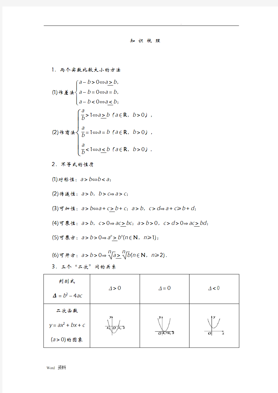 不等式性质及解法