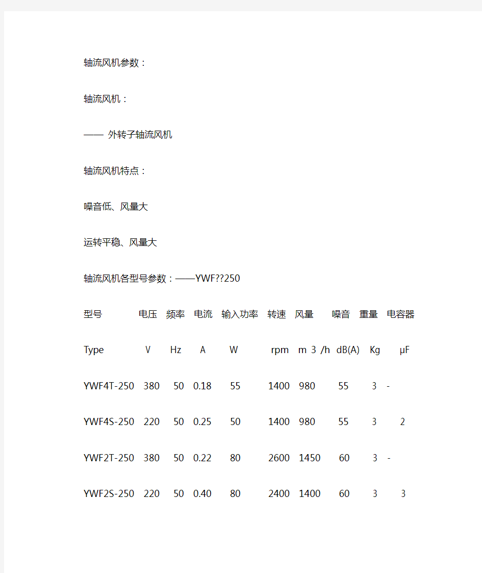 轴流风机参数