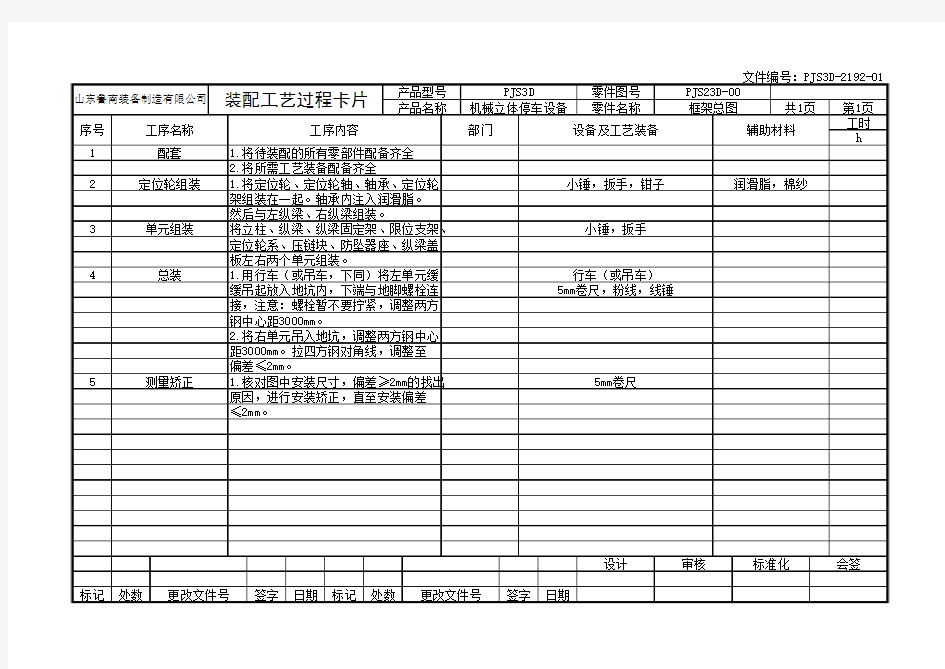 11装配工艺过程卡片