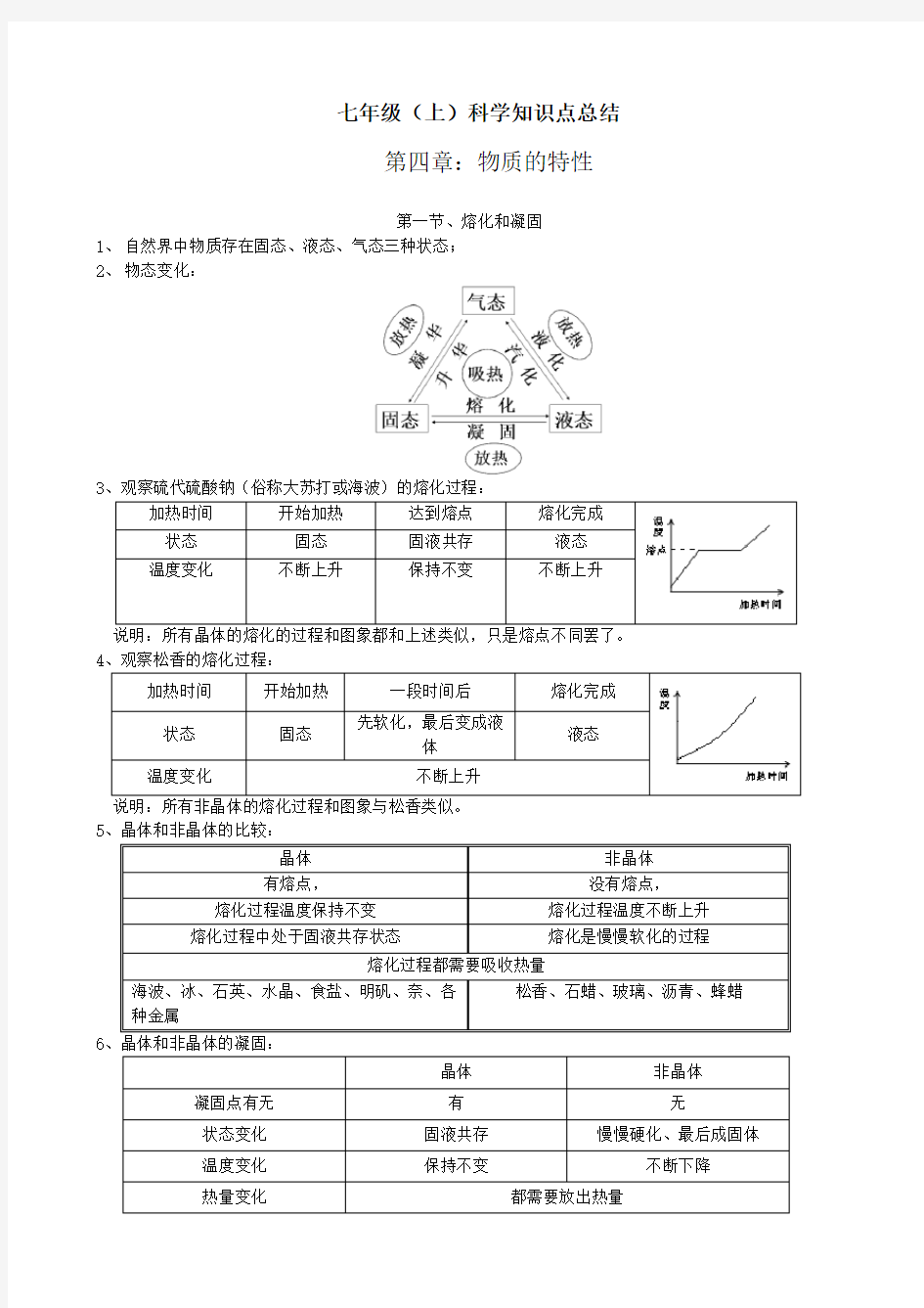 七年级科学上册知识点总结 