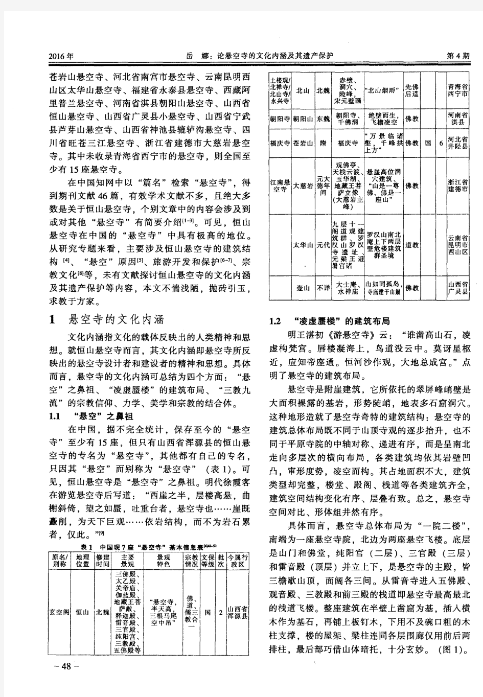 论悬空寺的文化内涵及其遗产保护