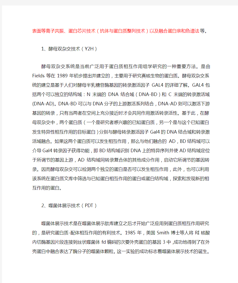 蛋白质相互作用研究方法的概述