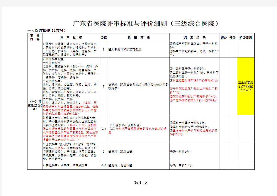 广东省三级综合医院评审标准与评价细则(第一次修订11[1].12)