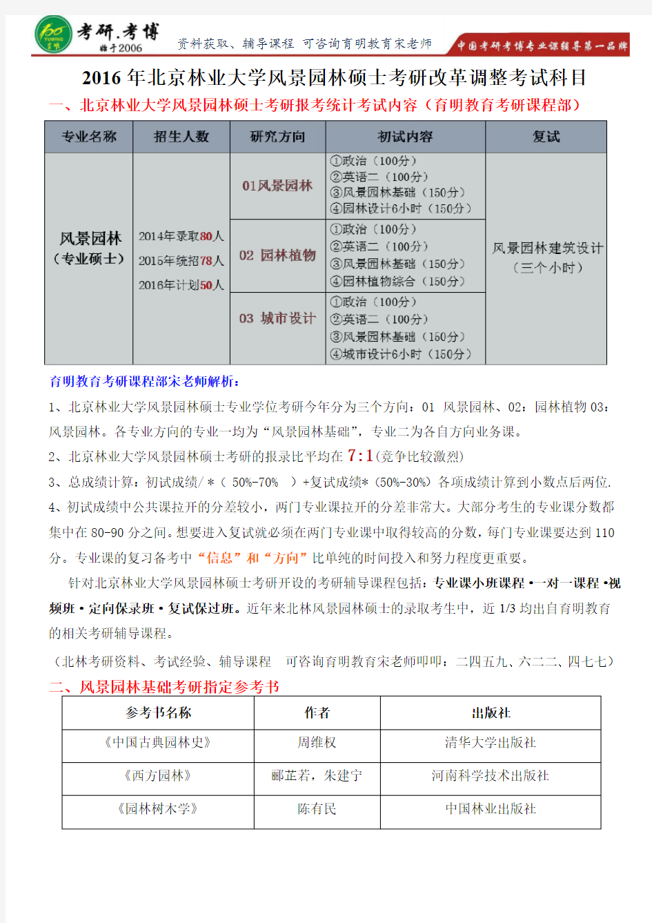 北京林业大学风景园林硕士考研经验