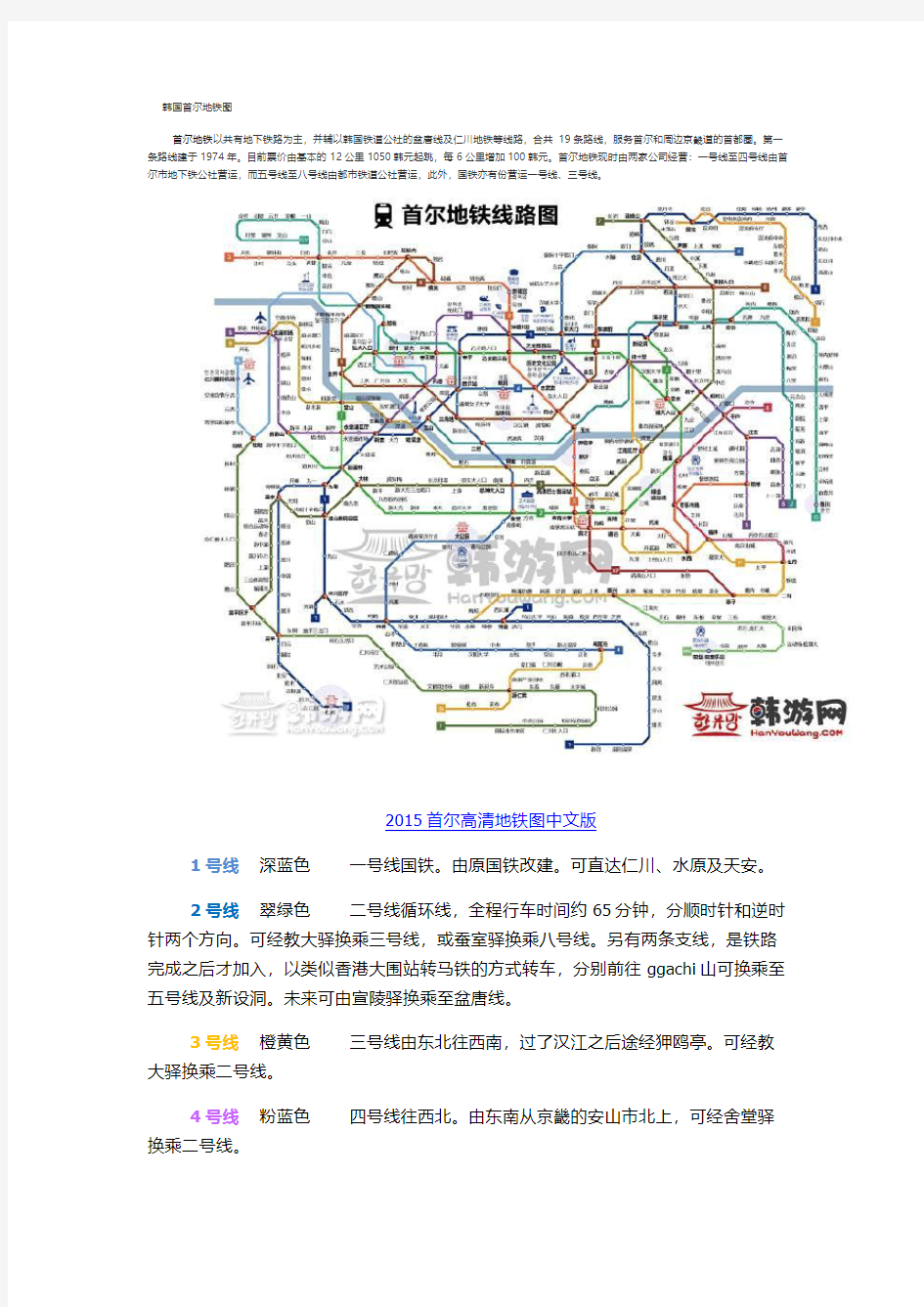 首尔地铁图中文版高清