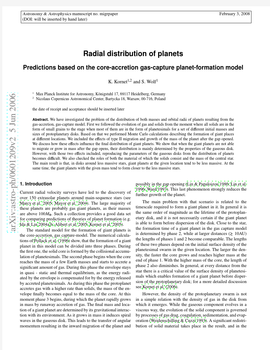 Radial Distribution of Planets. Predictions based on the Core Accretion Gas Capture Planet