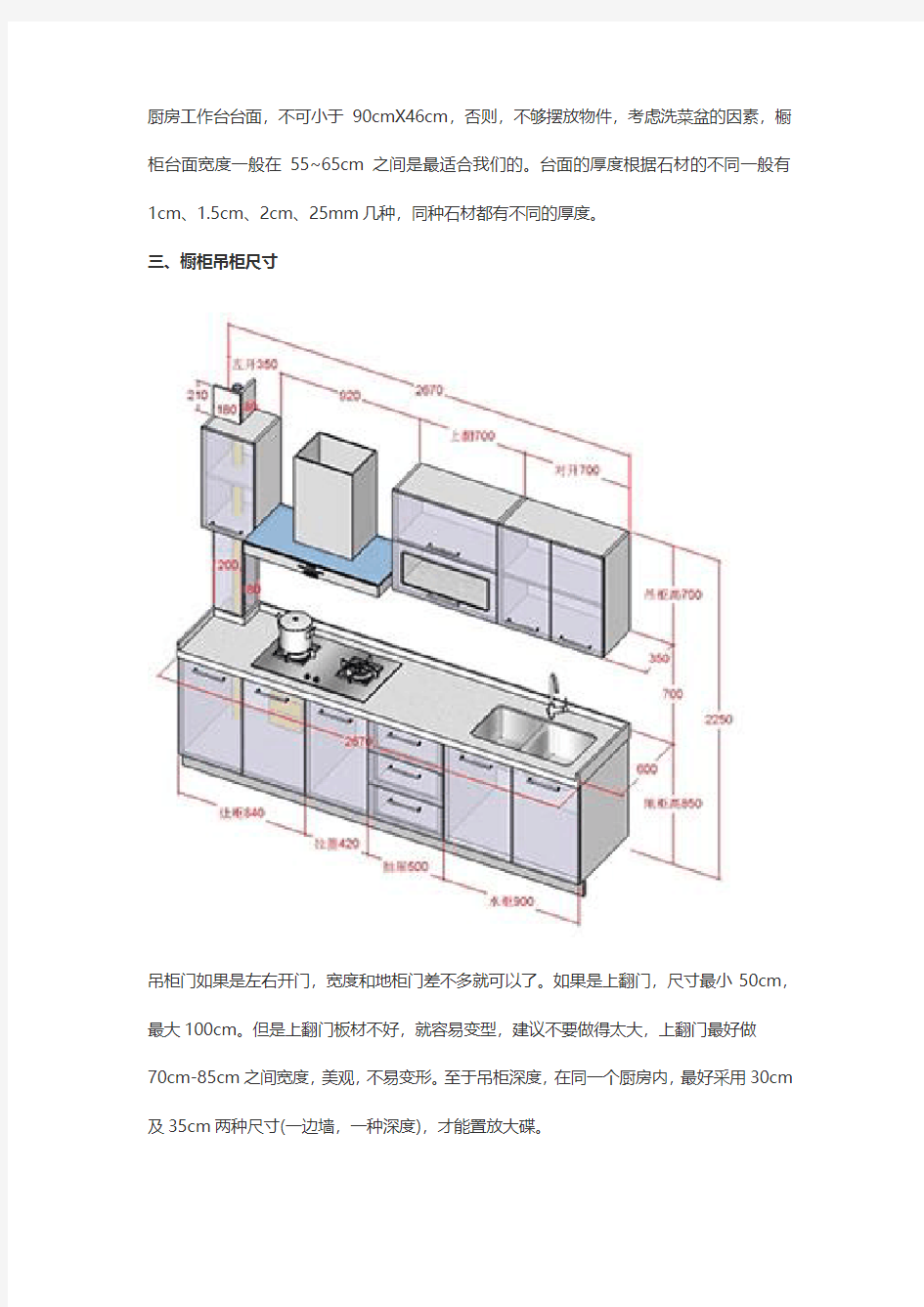 定做橱柜标准的尺寸