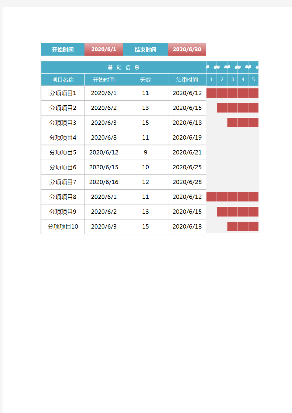 工作项目进度表(工作计划表)1