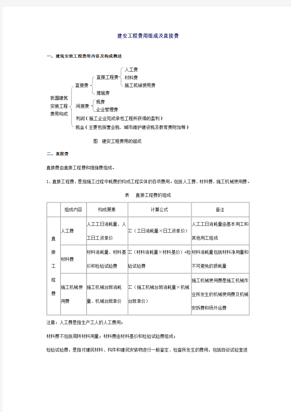 建安工程费用组成及直接费.