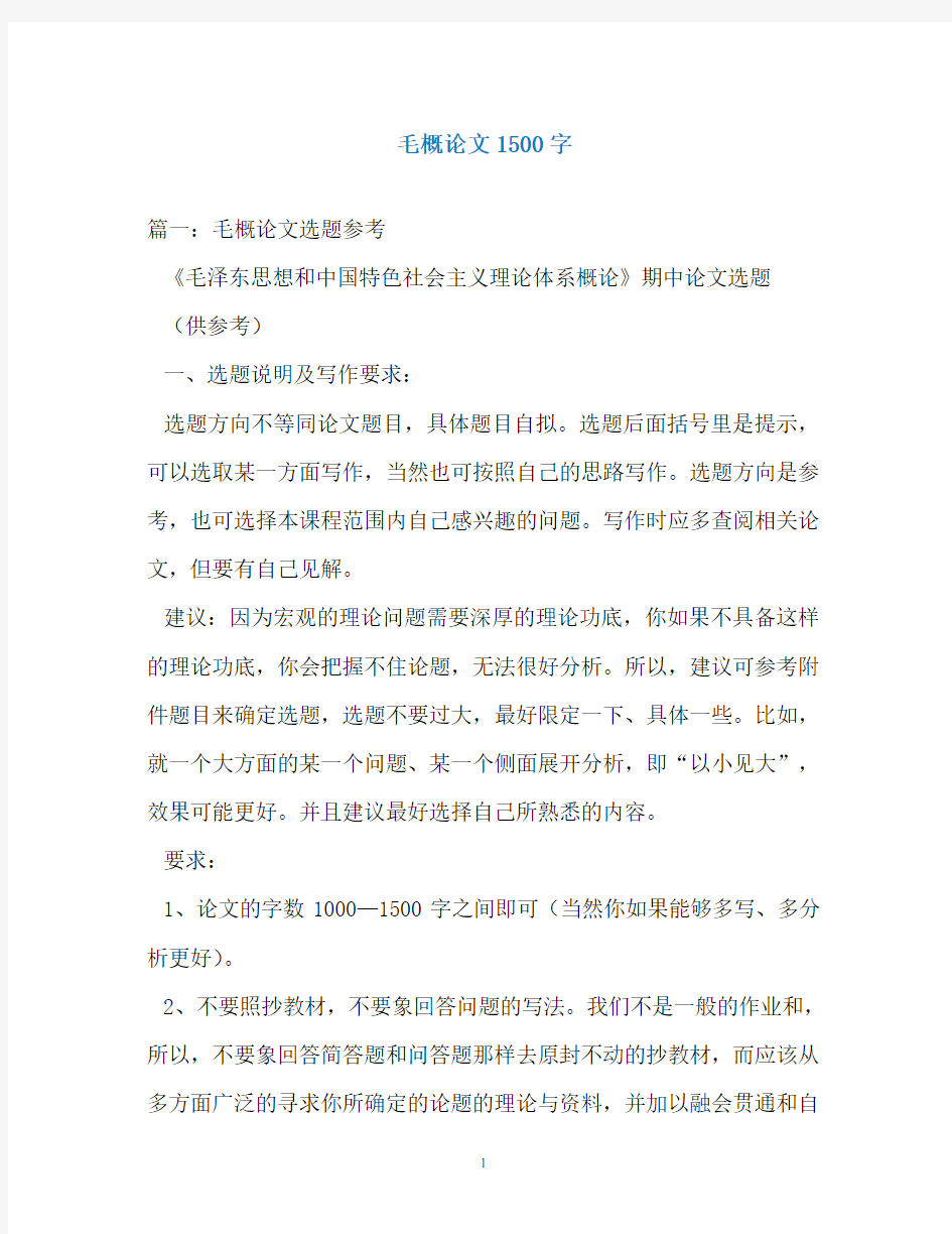 毛概论文1500字