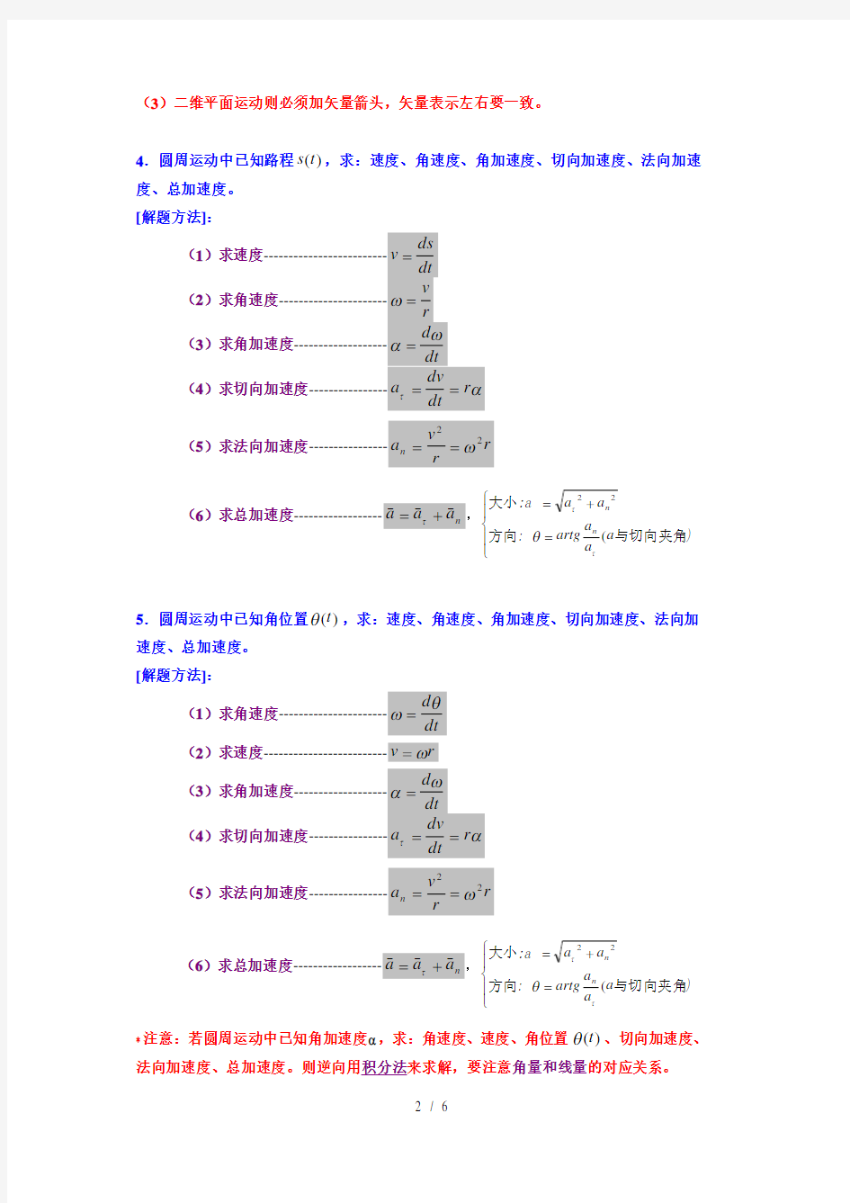 大学物理力学部分学习重点