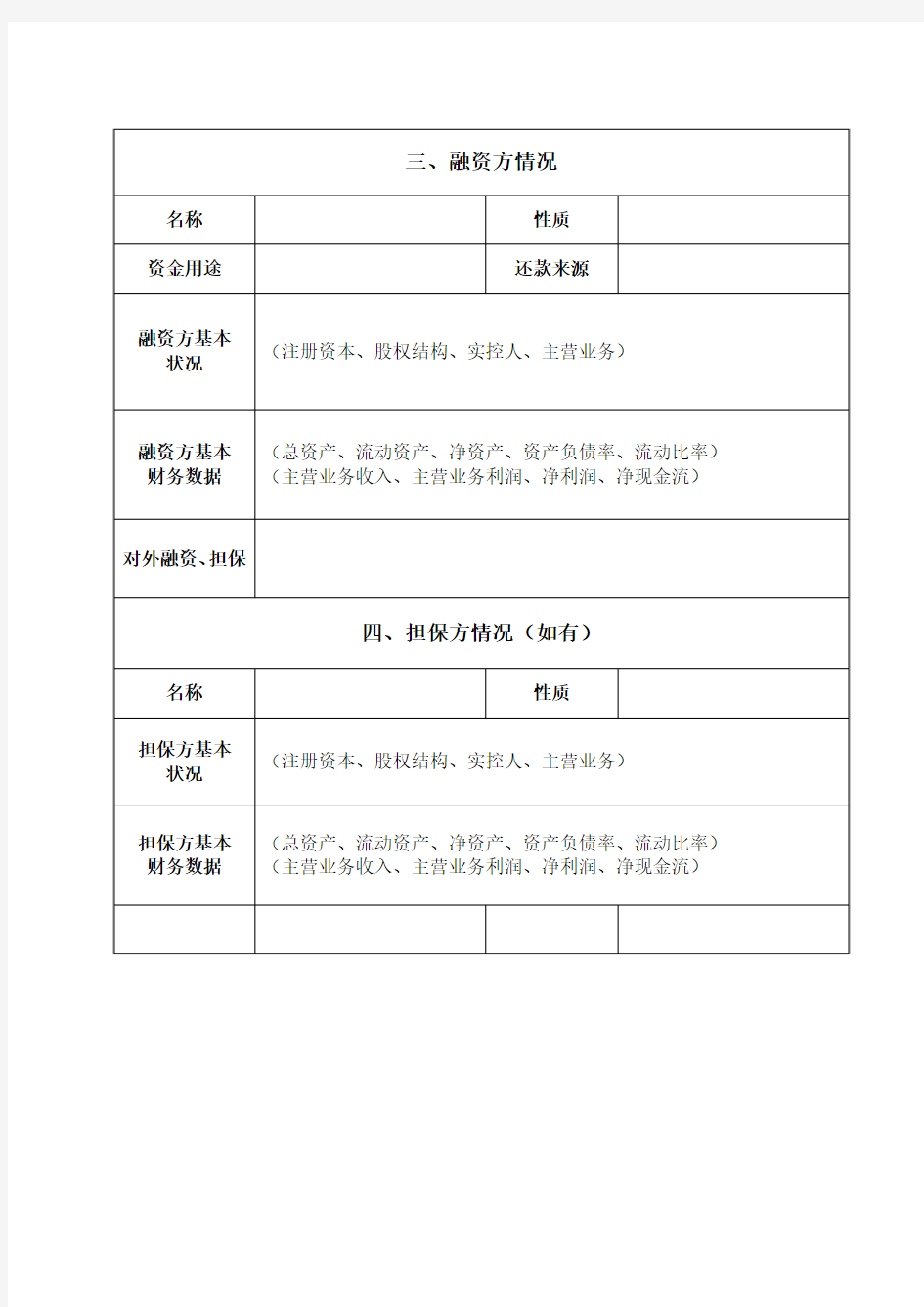 股票质押式回购业务方案要素表