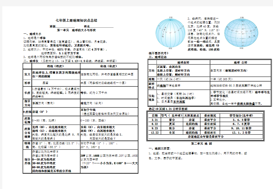 七年级上册地理知识点总(粤教版七年级上)