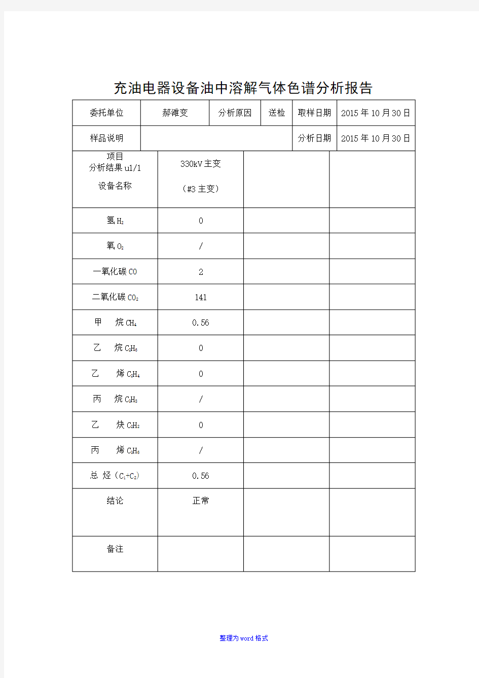 变压器油实验报告Word版