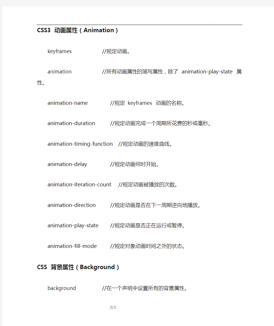 CSS3常用属性大全