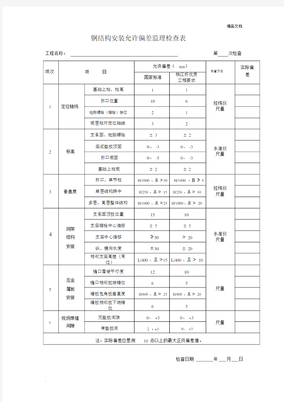 钢结构工程检查表.docx