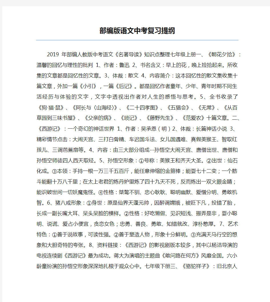 部编版语文中考复习提纲0