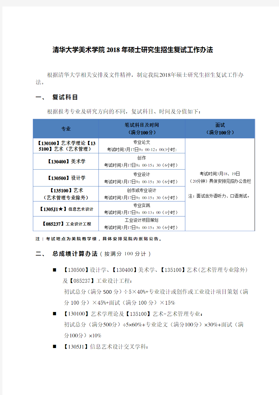 清华大学美术学院硕士研究生招生复试工作办法 .doc