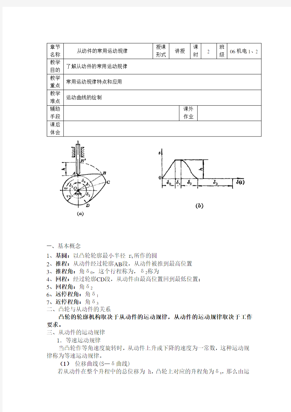 最新机械基础——5 从动件的常用运动规律