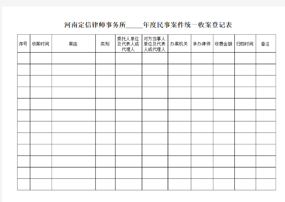 律师事务所收案登记表