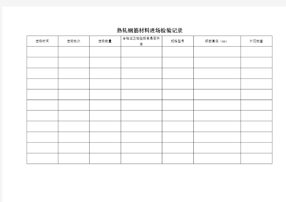 进场原材料现场检验记录表
