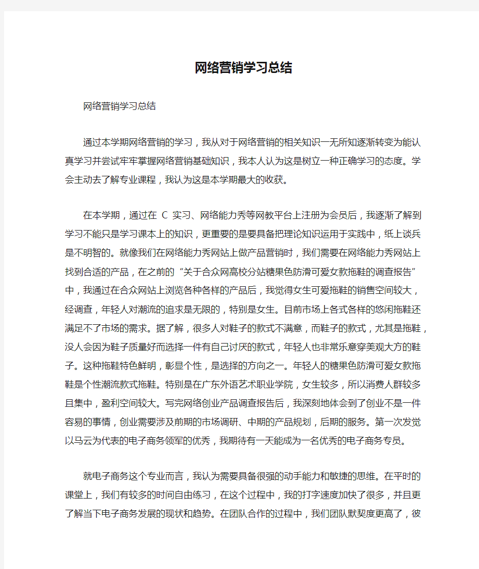 网络营销学习总结