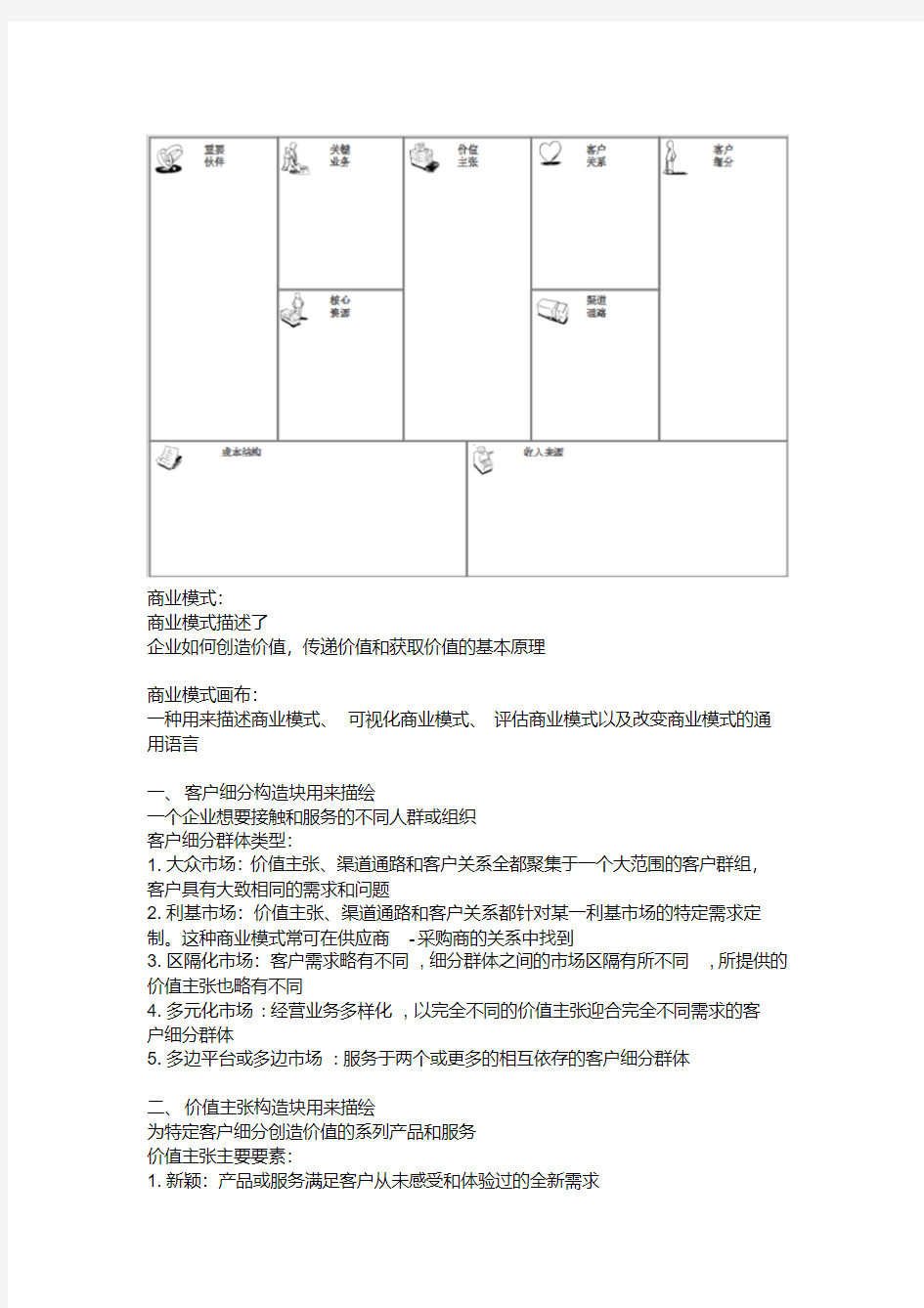 商业模式画布(九宫图)标准版