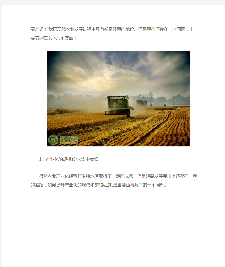中国农业产业化经营的现状