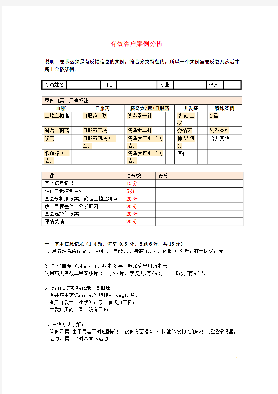 有效案例分析评分模板