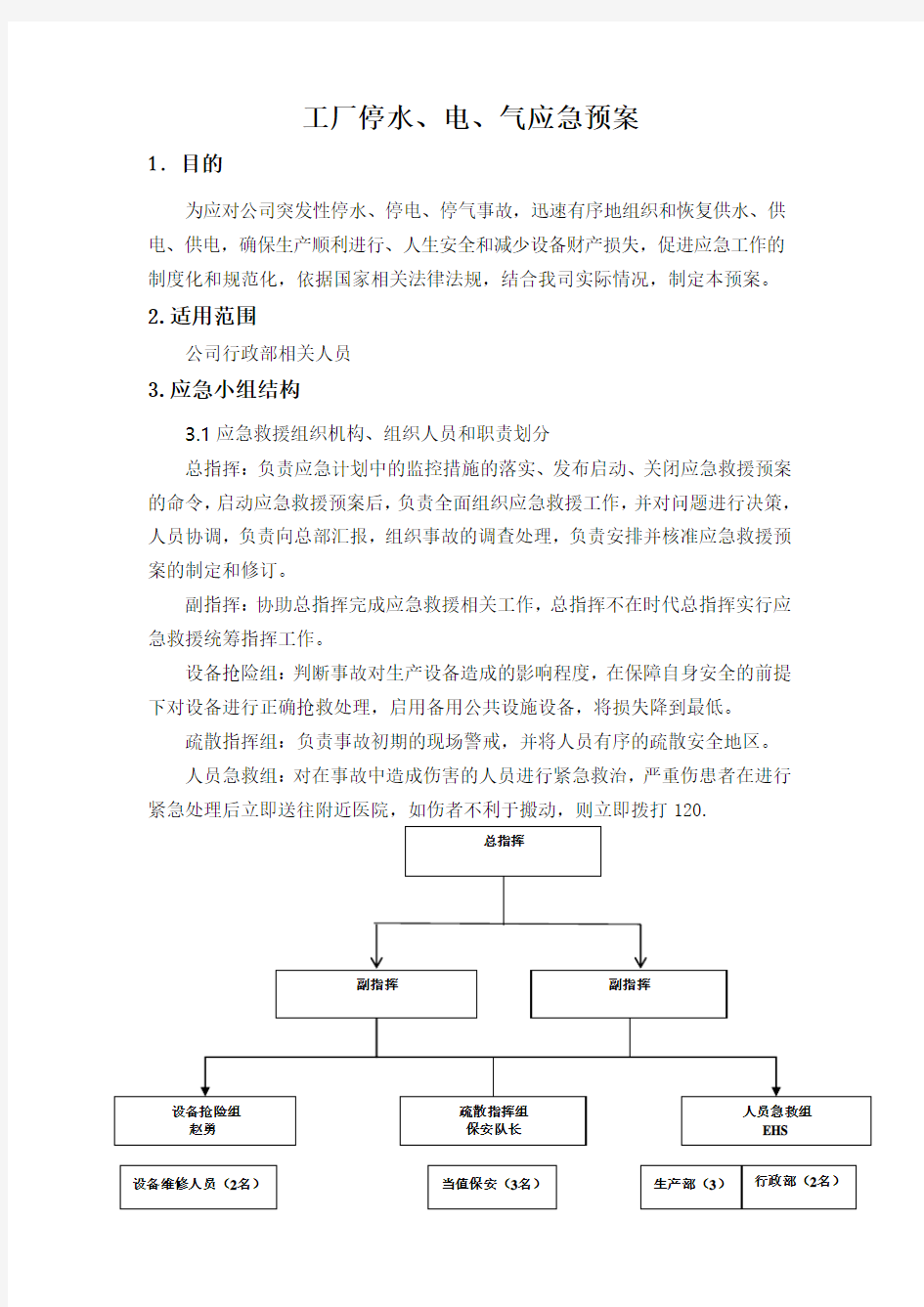 工厂停水电气应急预案