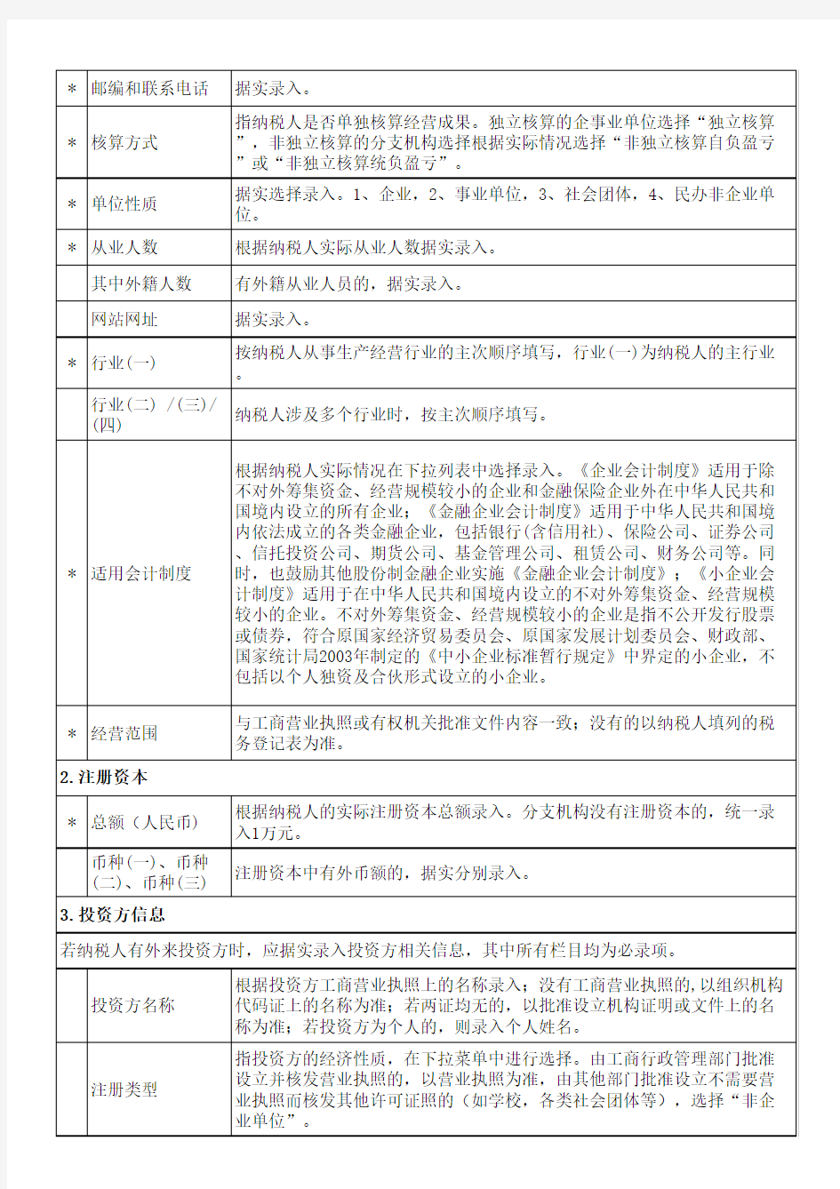 填写单位纳税人信息采集表参照说明