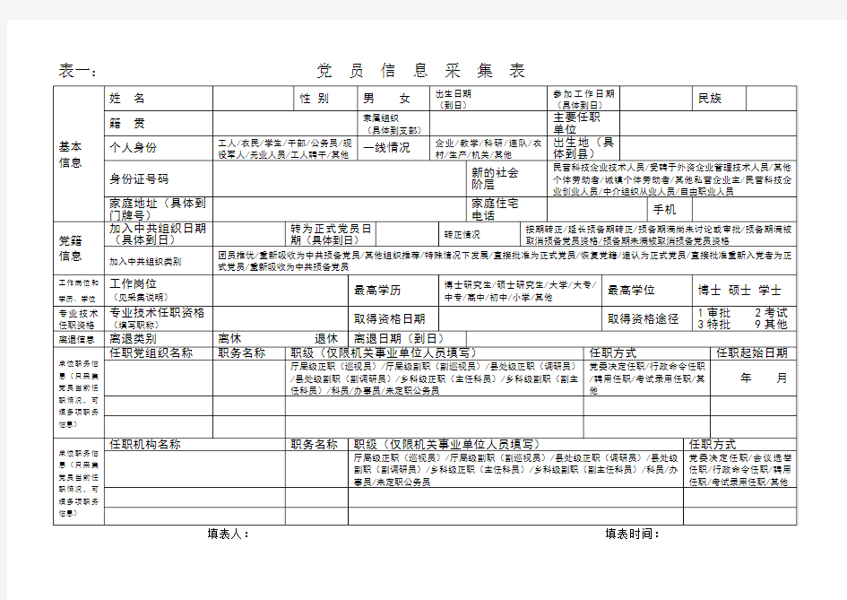 党员信息采集表