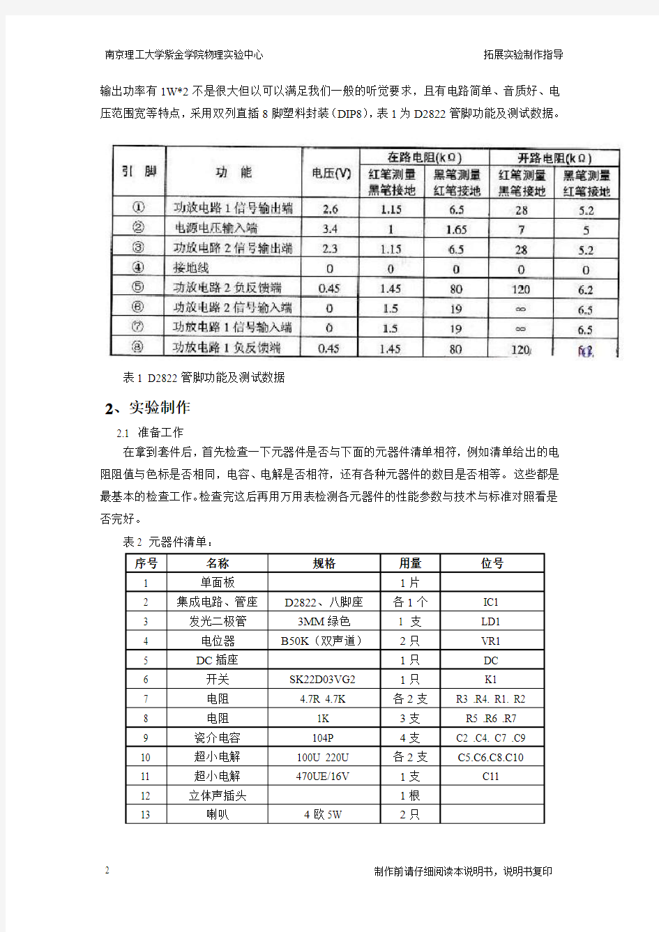 有源音箱制作指导书