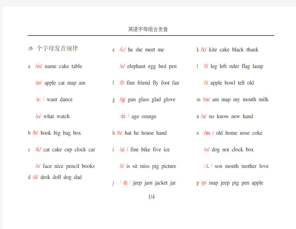 英语字母组合发音表大全.word格式
