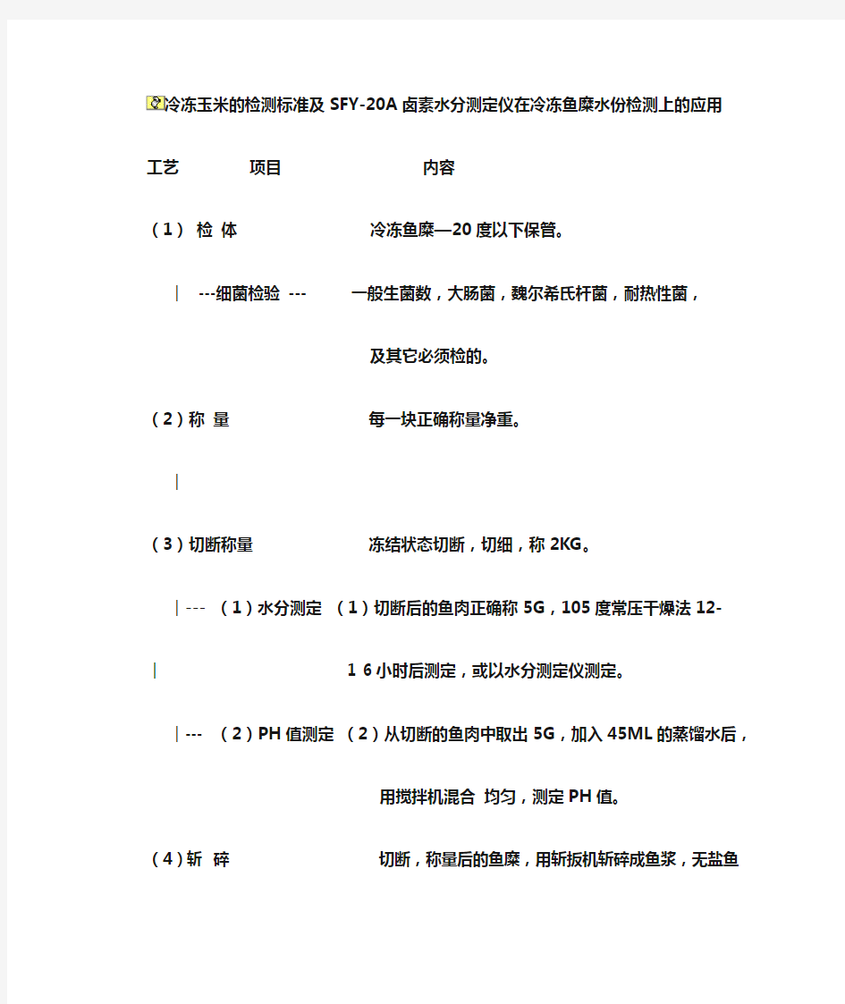 冷冻鱼糜的检测标准及SFY-20A卤素水分测定仪在冷冻鱼糜水份检测上的应用