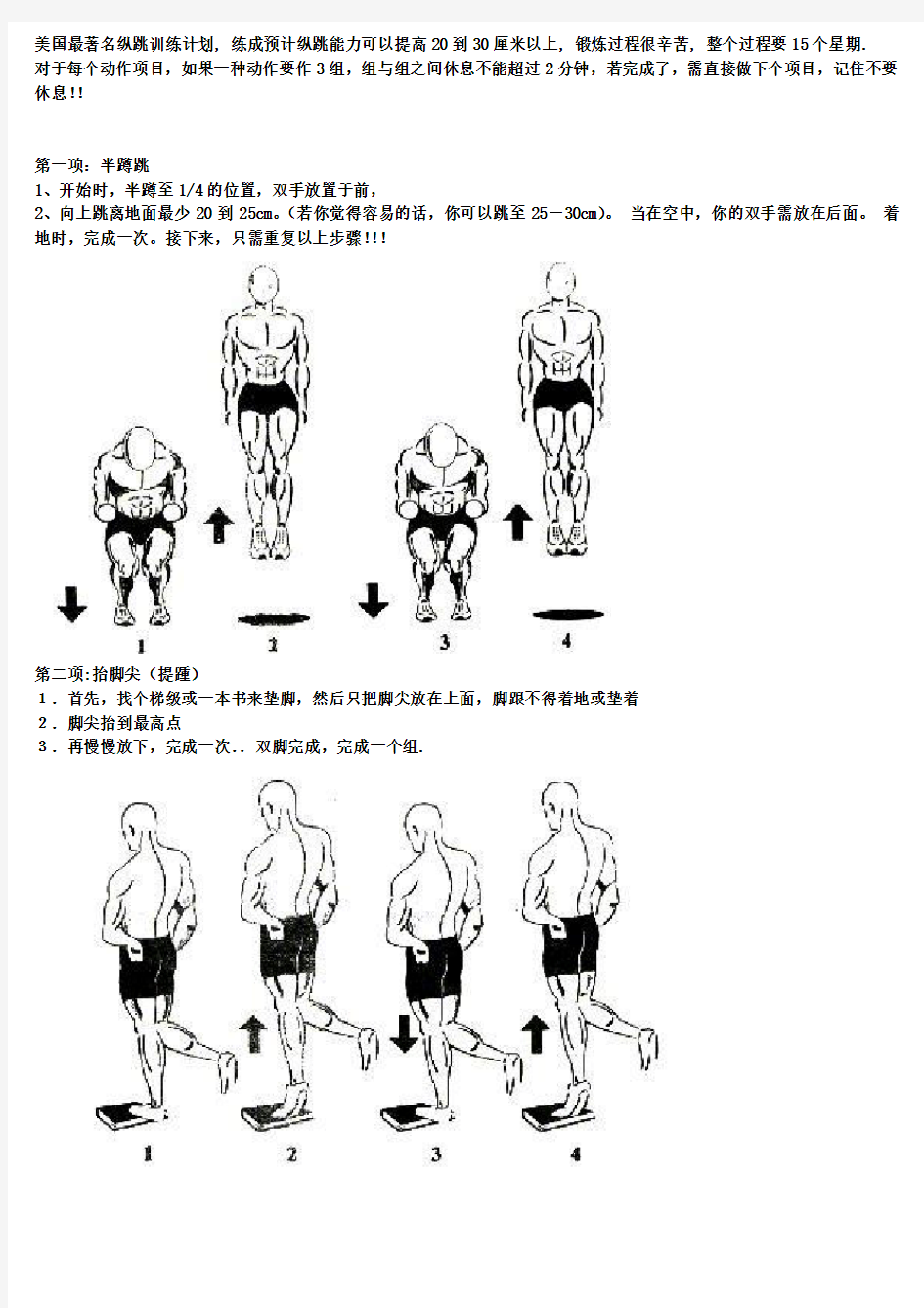 美国著名弹跳力训练(附图计划表)