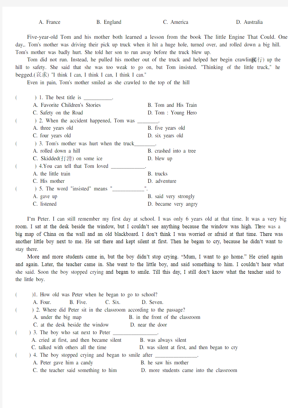 (完整版)【小升初】六年级英语阅读理解专项练习(_45篇含答案)[1]